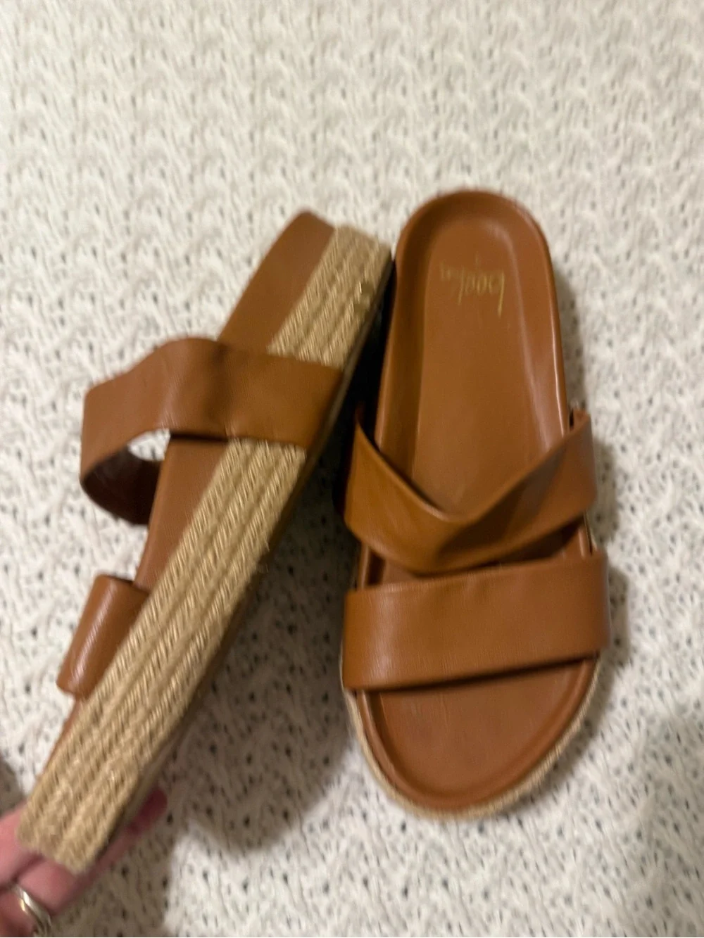 Beek Twinspot Platform Leather Sandals Tan Brown Women's Size 8 slides